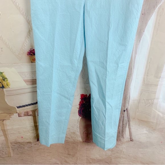 NEW Talbots Minty Blue Medallion Jacquard Ankle Pants - Picture 4 of 10